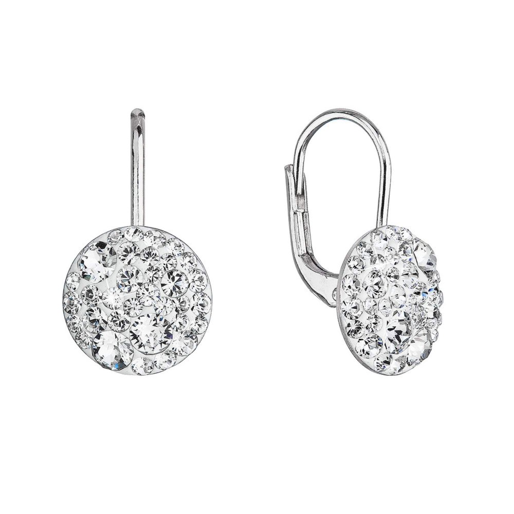 Stříbrné náušnice visací s krystaly Swarovski bílé jemné 31315.1 Krystal