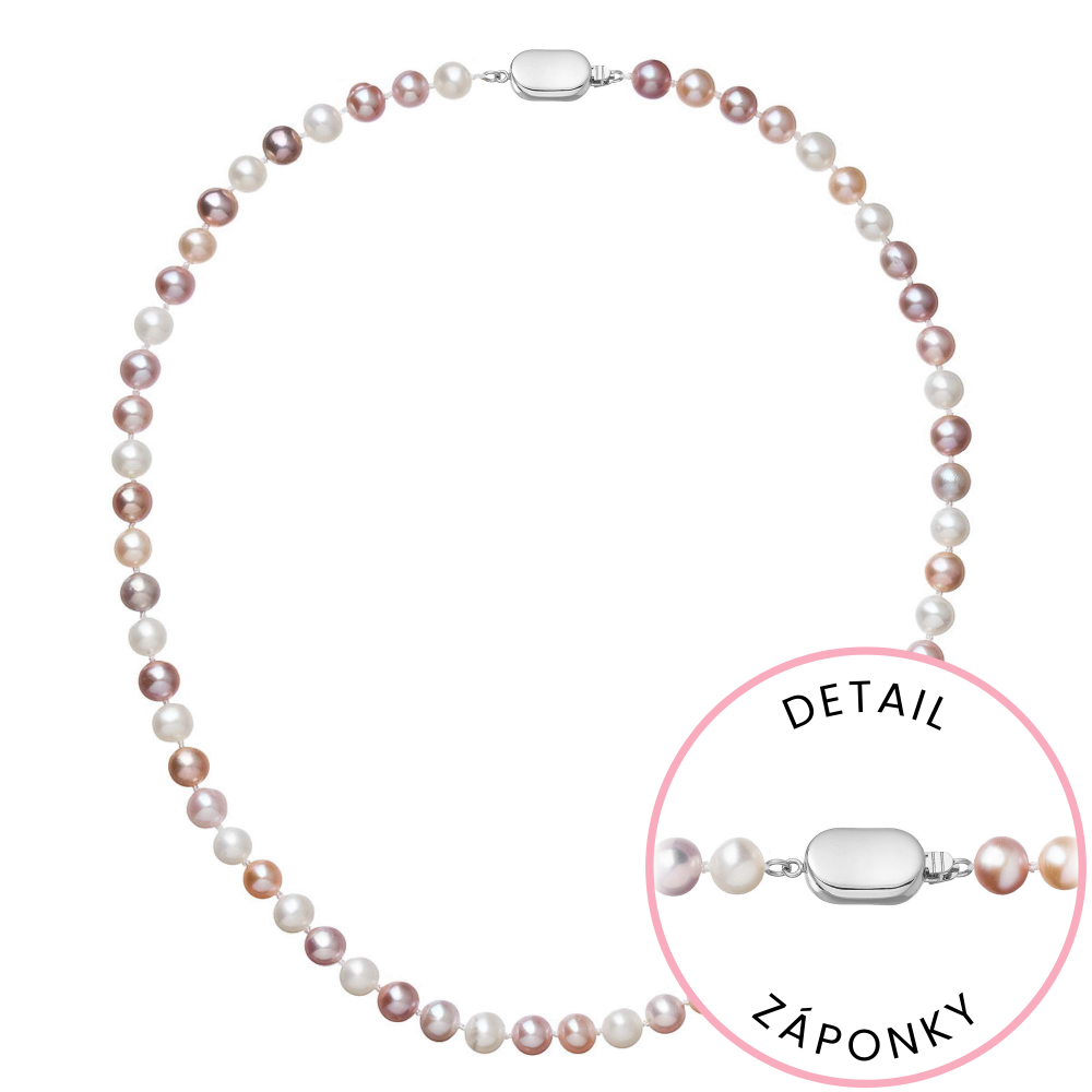 Perlový náhrdelník z říčních perel se zapínáním z bílého 14 karátového zlata 822004.3/9269B multi,Perlový náhrdelník z říčních perel se zapínáním z bí