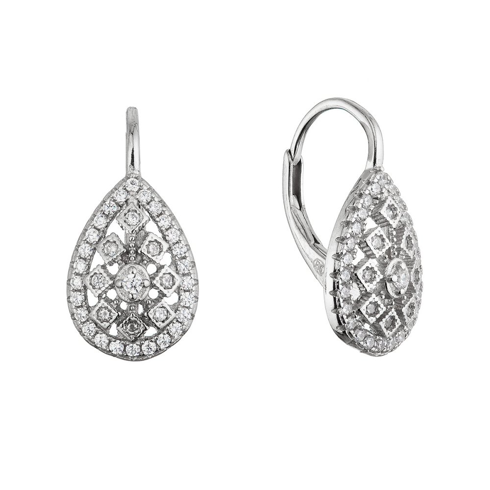 Stříbrné visací náušnice zdobené kapky 11644.1