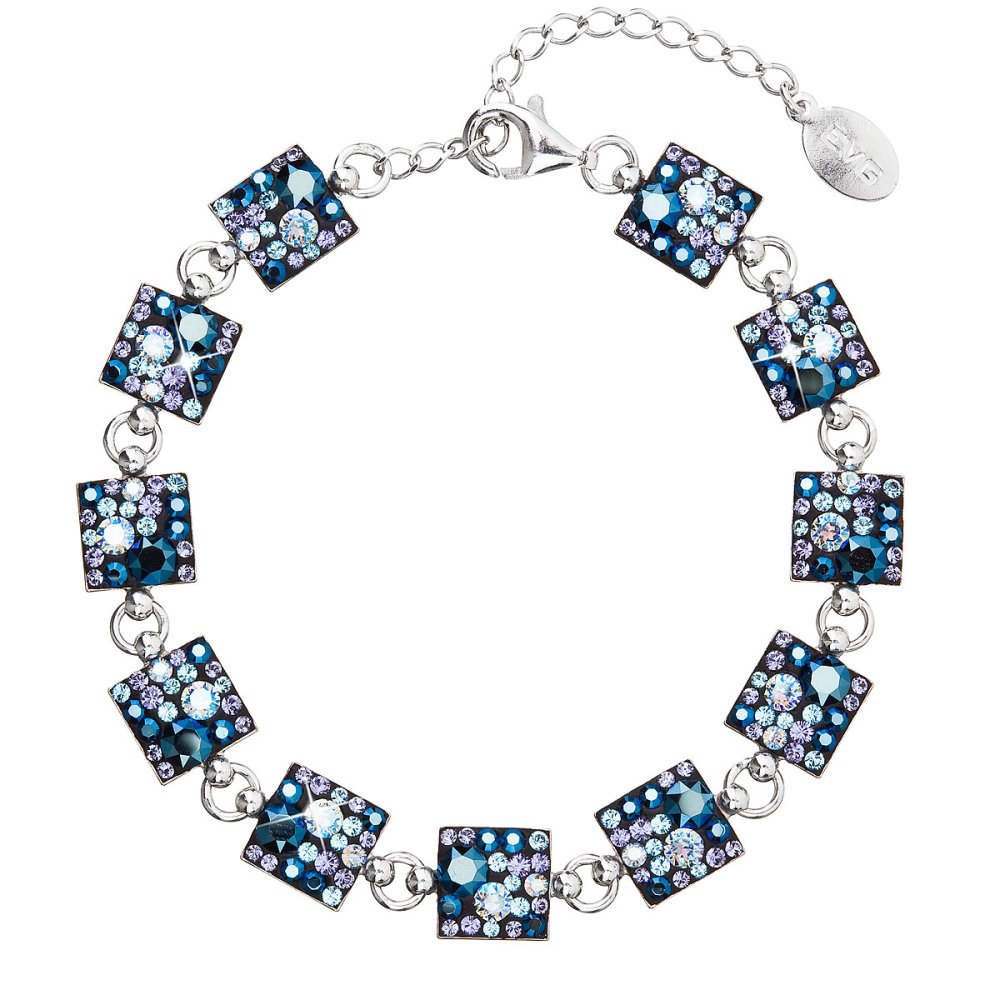 Levně Stříbrný náramek se Swarovski krystaly modrý 33047.3 Blue Style