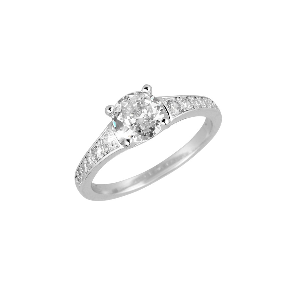 Stříbrný prsten luxusní se zirkony bílý čtverec 15009.1 crystal 60
