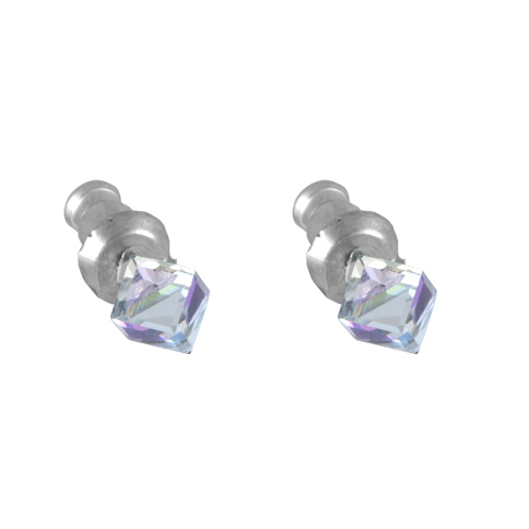 Náušnice Swarovski Elements kostka fialovoměnivé 713864-vl, 4mm, pecky, vitrail light