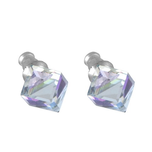 Náušnice Swarovski Elements kostka 713887, 8mm, vitrail light - fialoměnivá