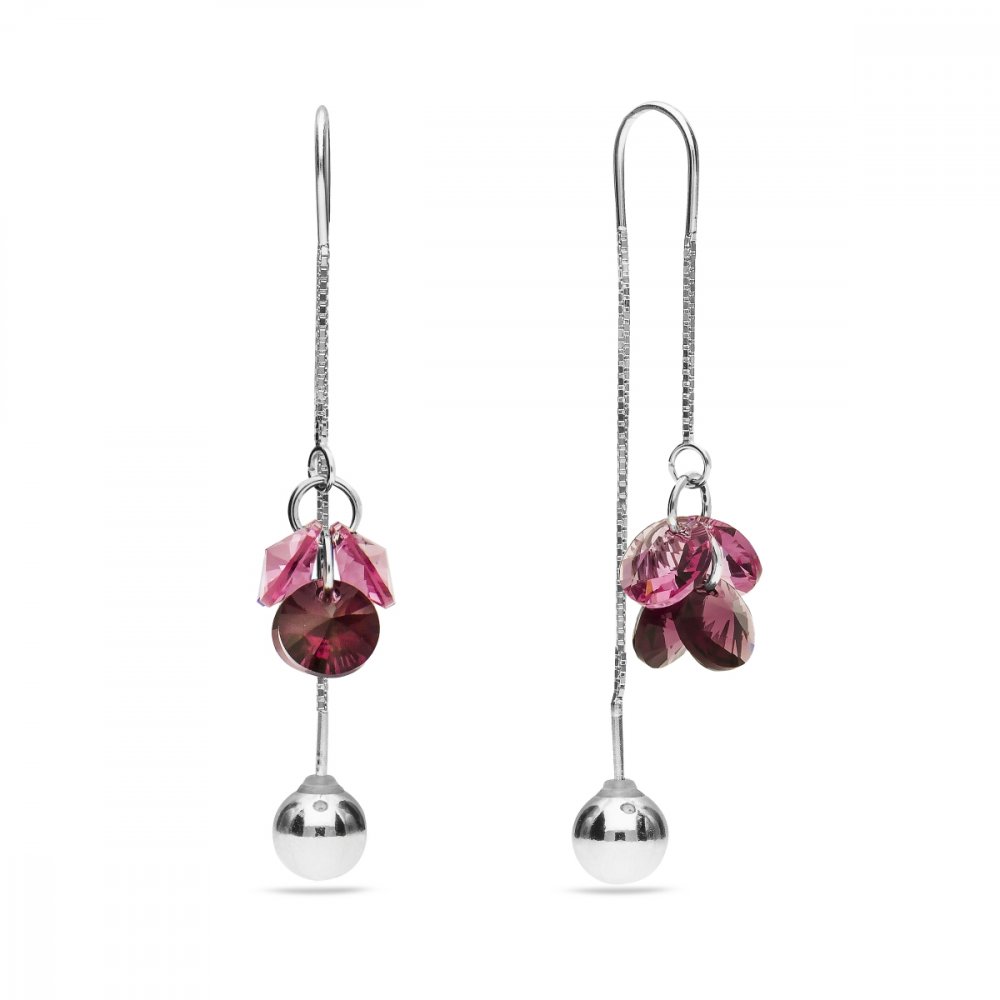 Náušnice růžové se Swarovski Elements Vinber KWKL6428RAM Rose+Amethyst