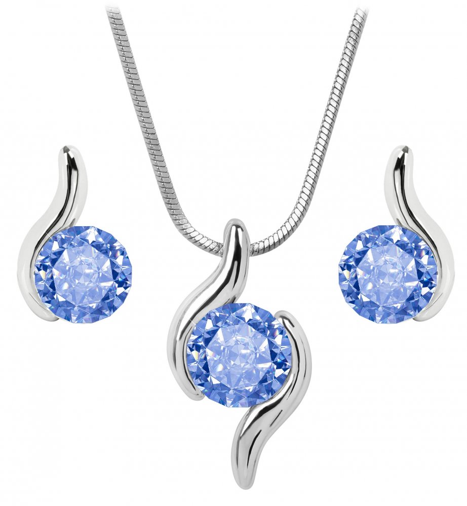 Souprava se Swarovski Elements vlnka modrá Light Sapphire