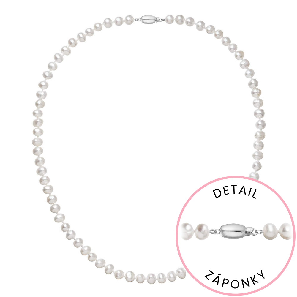 Perlový náhrdelník z říčních perel se zapínáním z bílého 14 karátového zlata 822001.1/9271B bílý,Perlový náhrdelník z říčních perel se zapínáním z bíl