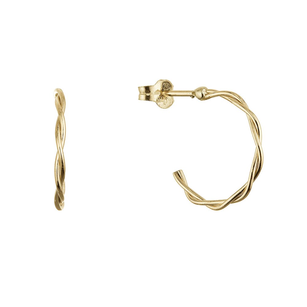 Zlaté 14 karátové náušnice zapletené kruhy 91A00086