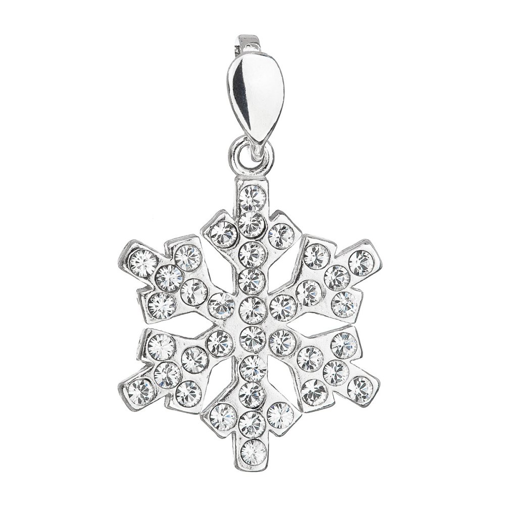 Stříbrný přívěsek s krystaly Swarovski bílá vločka 34221.1 Krystal