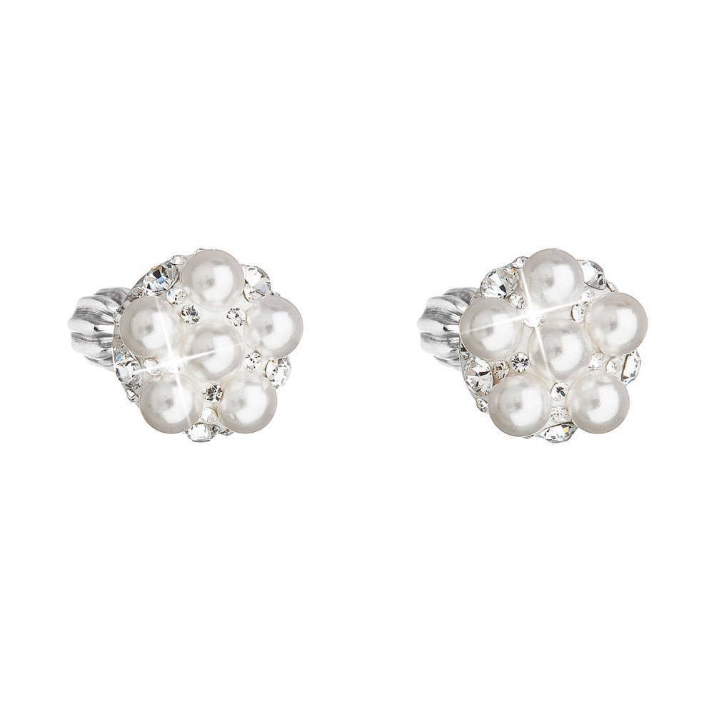 Levně Stříbrné náušnice pecka s krystaly Swarovski bílé kulaté 31336.9 Bílá