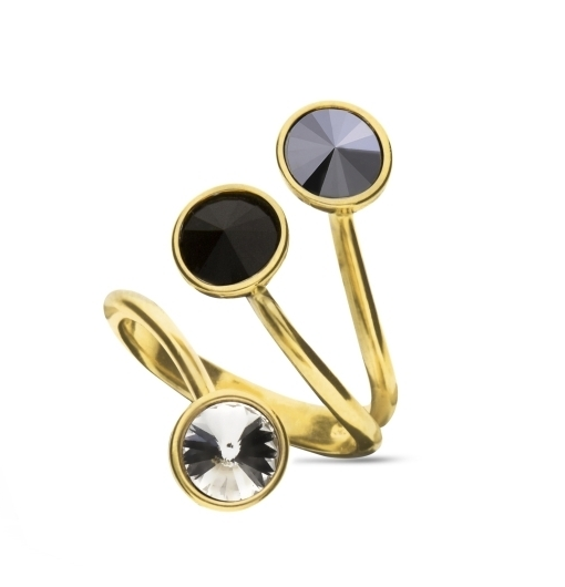 Prsten se Swarovski Elements Rotundus Gold PJG1122SS29CJ1 Jet Hematite