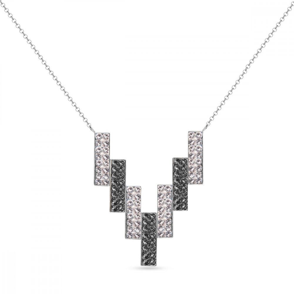 Levně Náhrdelník šedý se Swarovski Elements Moonlight NFMP7CSN Silver Night