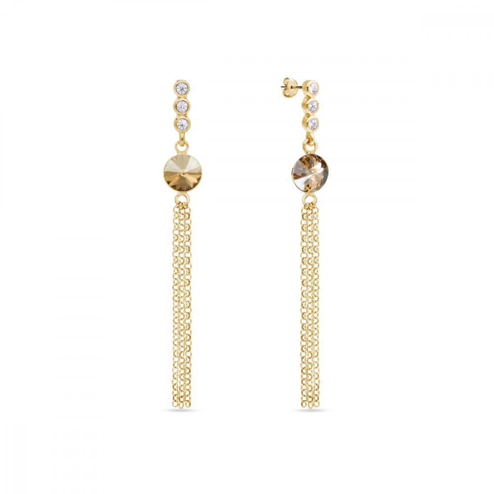 Náušnice zlaté se Swarovski Elements Ballena KCG1122SS29GS Golden Shadow