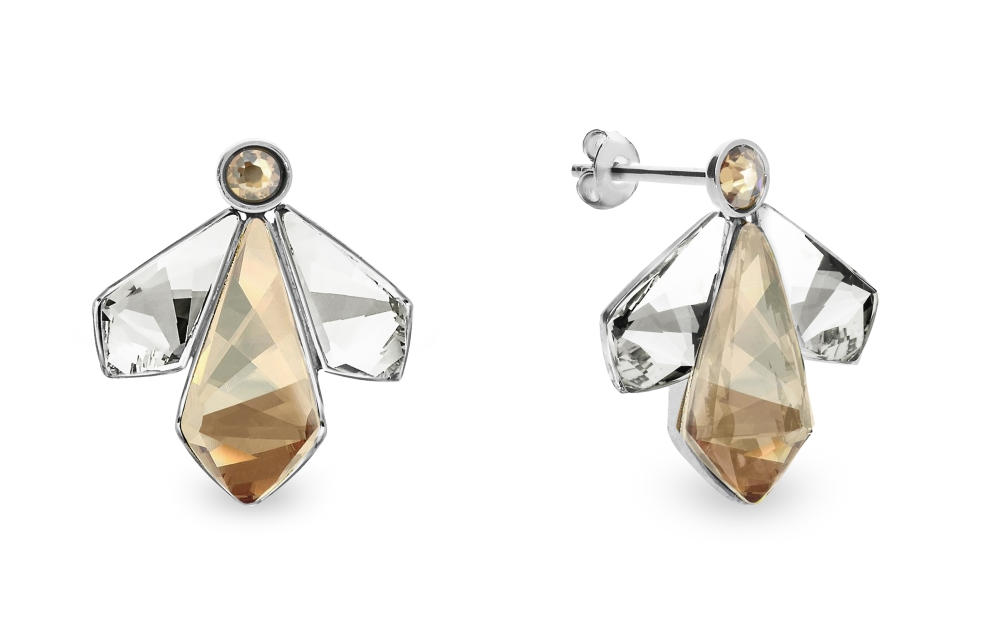 Náušnice zlaté se Swarovski Elements Falena KDF47313GSC Gold Shadow