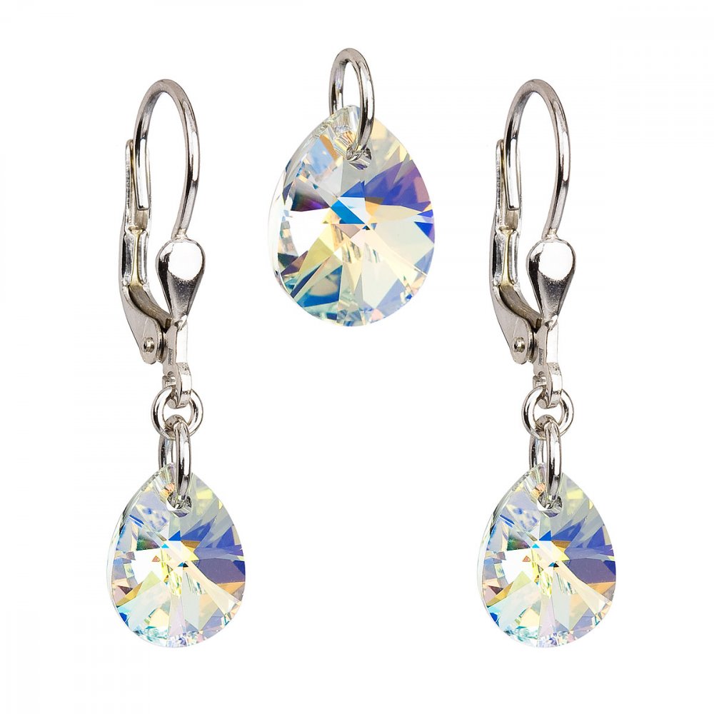 Sada šperků s krystaly Swarovski náušnice a přívěsek AB efekt slza 39083.2 AB