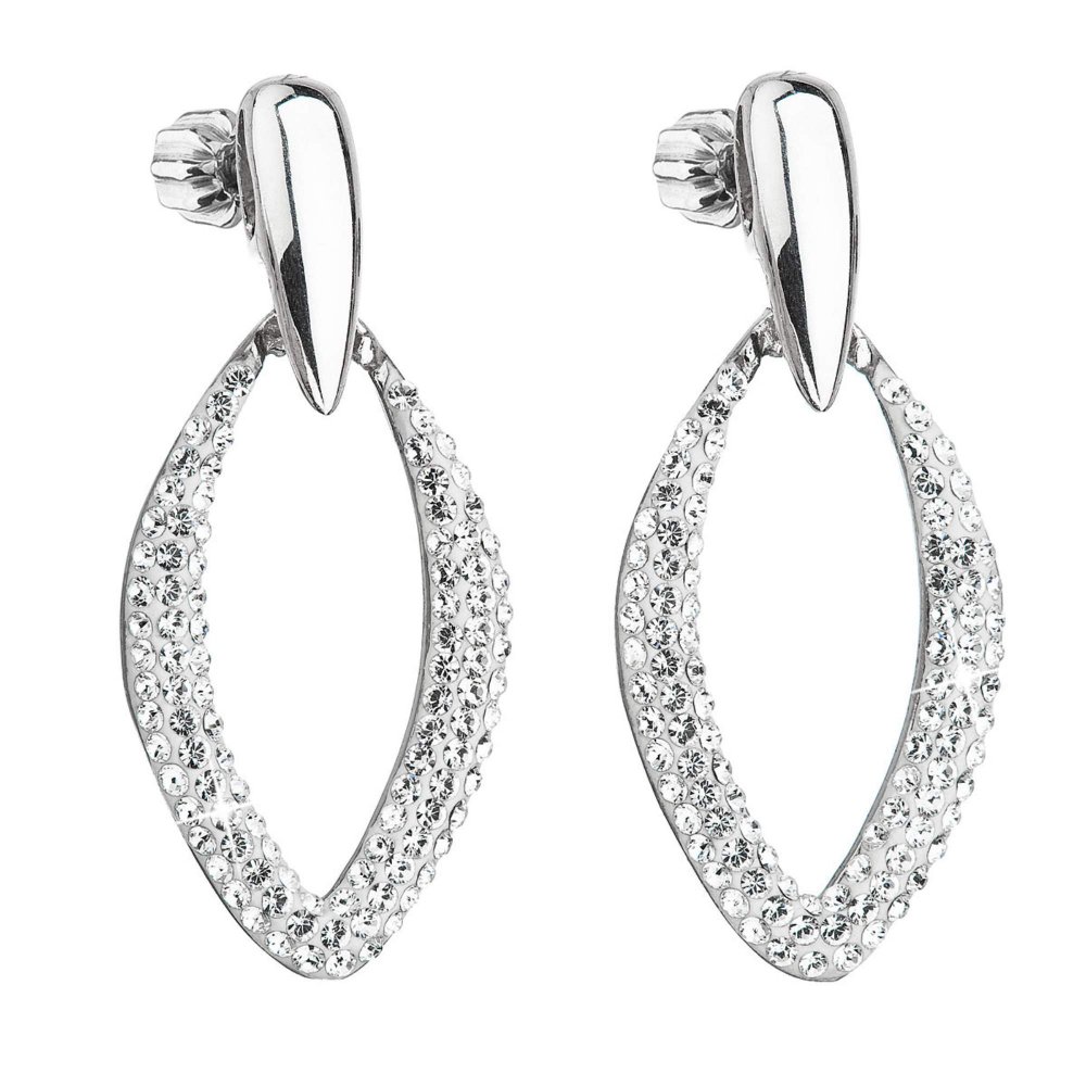 Stříbrné náušnice s křišťály Preciosa bílé 31222.1 Krystal