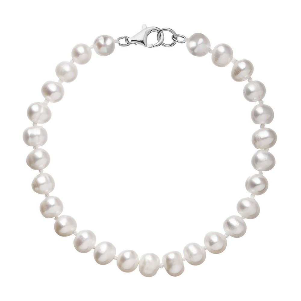 Perlový náramek z říčních perel se zapínáním z bílého 14 karátového zlata 823001.1/9260B bílý,Perlový náramek z říčních perel se zapínáním z bílého 14