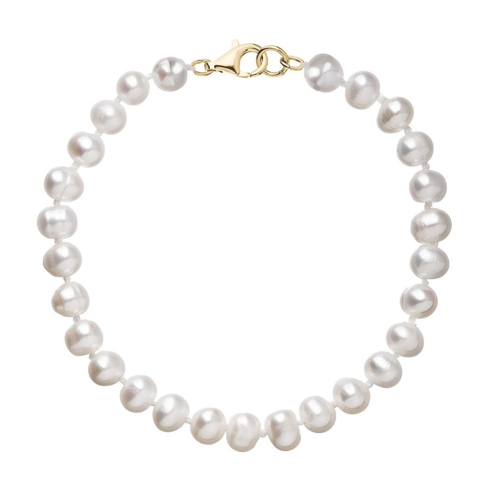 Perlový náramek z říčních perel se zapínáním ze 14 karátového zlata 923001.1/9260 bílý,Perlový náramek z říčních perel se zapínáním ze 14 karátového z