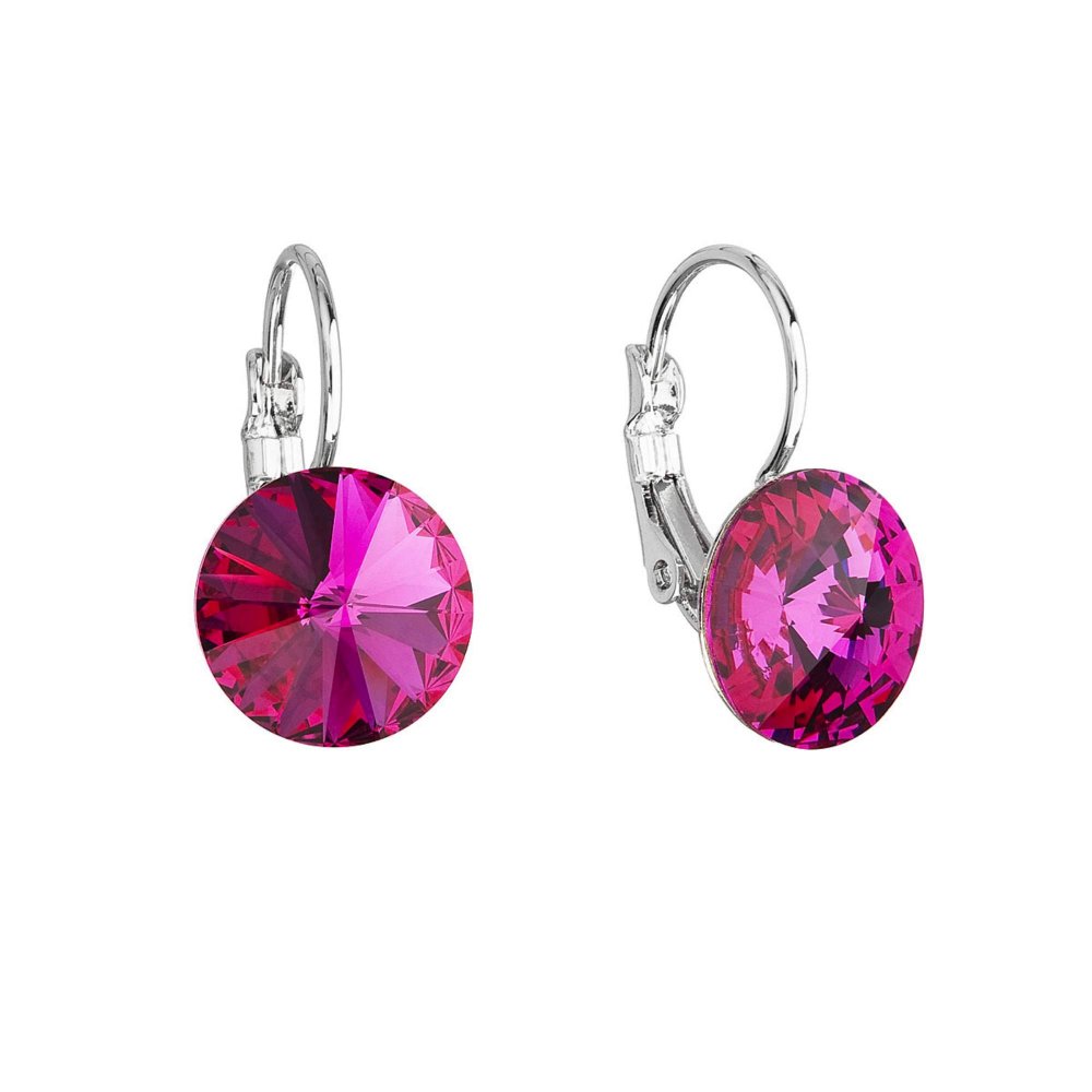 Náušnice Rivoli se Swarovski Elements Fuchsia 12 mm