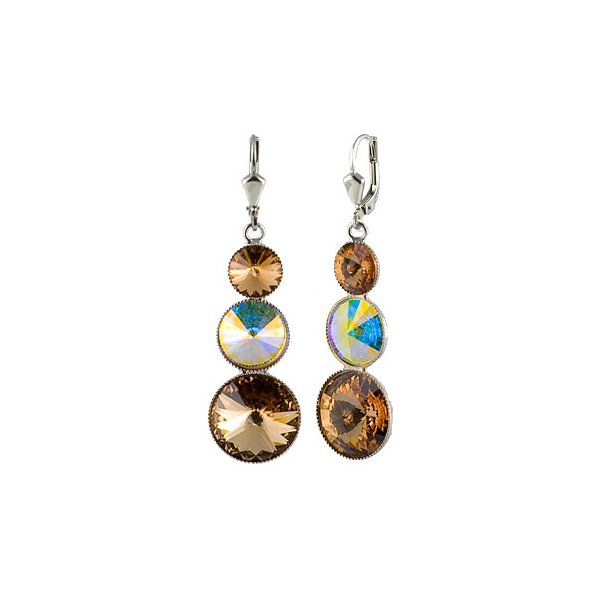 Levně Náušnice Rivoli se Swarovski Elements s třemi kameny Light Topaz