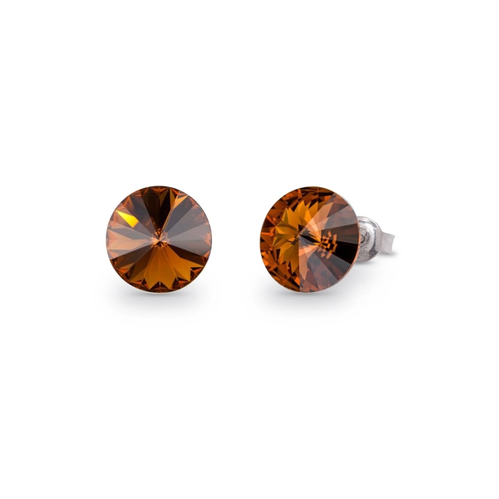 Náušnice Rivoli hnědé se Swarovski Elements Sweet Candy Studs K1122SS47ST Smoked Topaz 10 mm