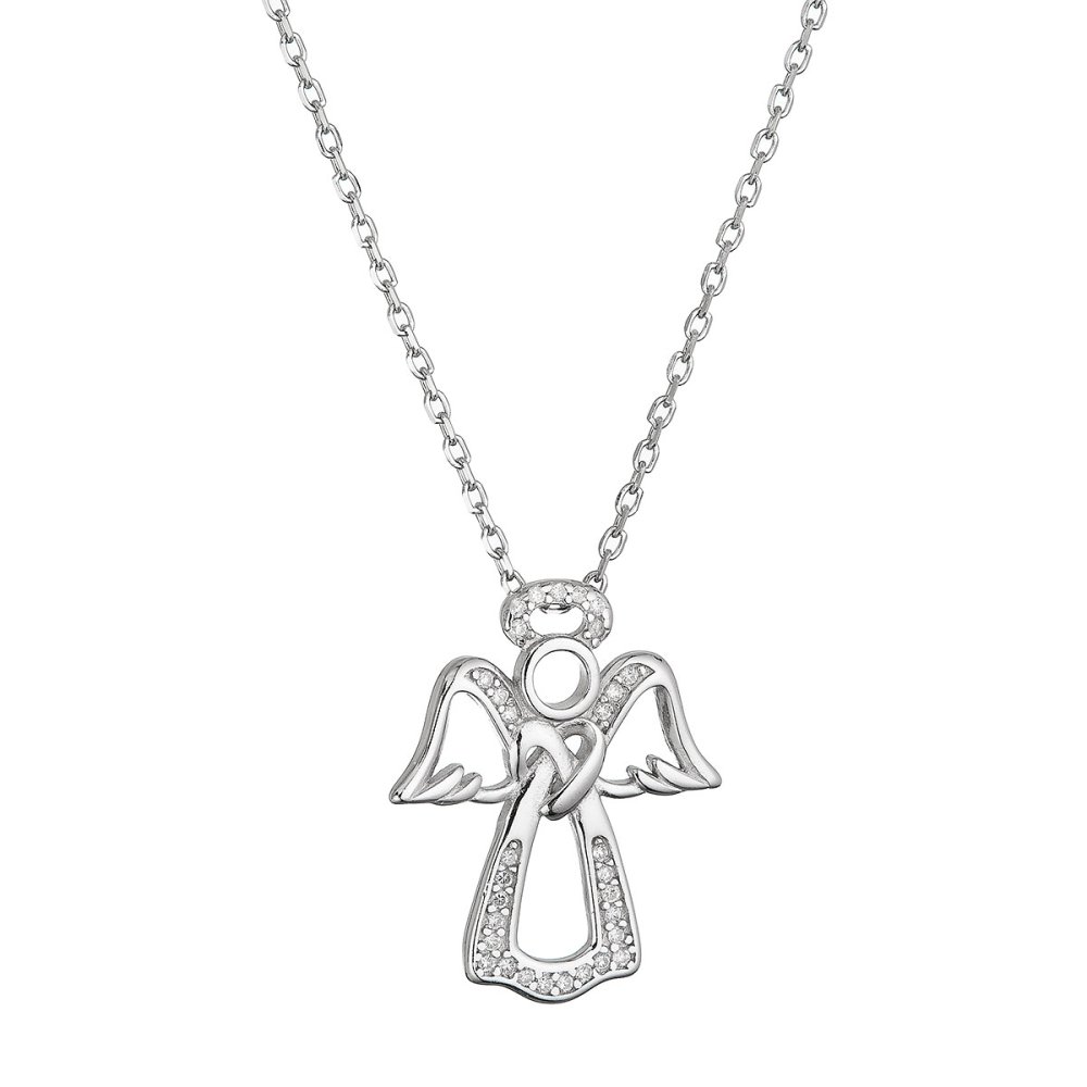 Stříbrný náhrdelník anděl se zirkony 12121.1
