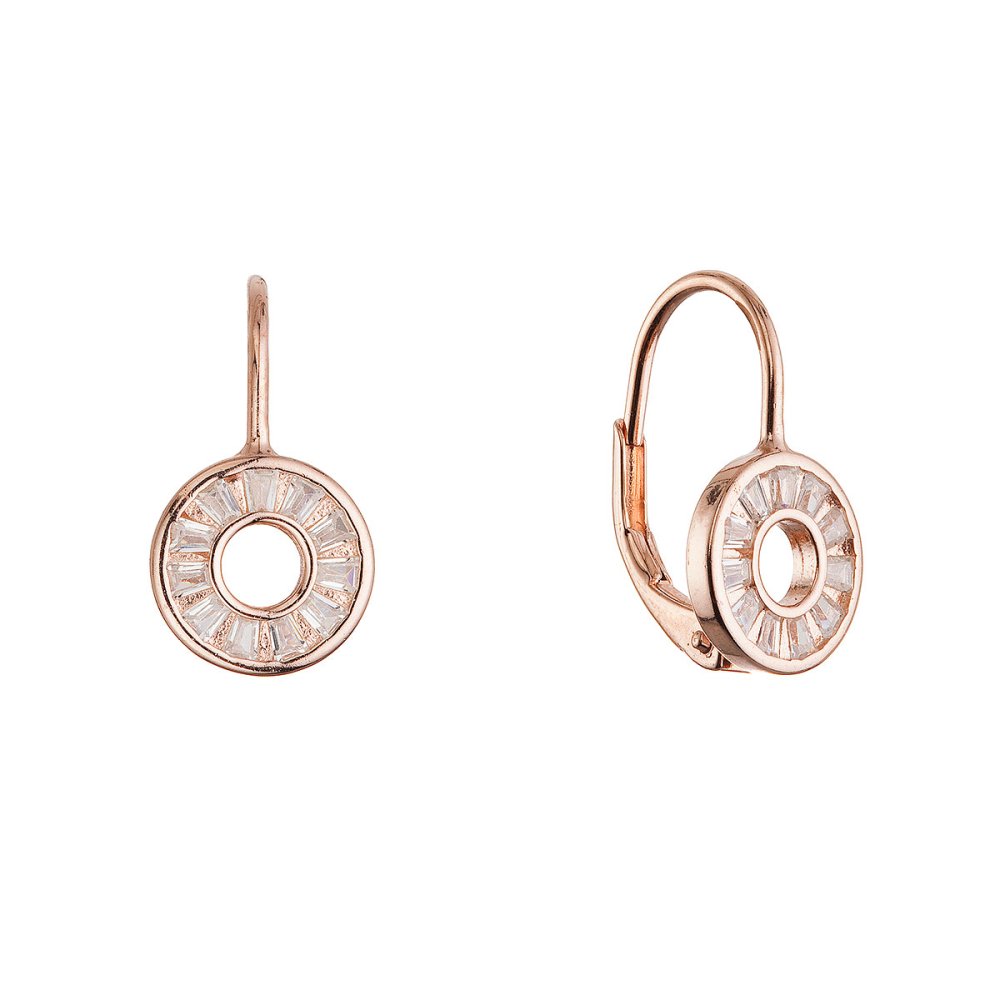 Levně Pozlacené stříbrné náušnice kroužek ananas 11719.1 rose gold