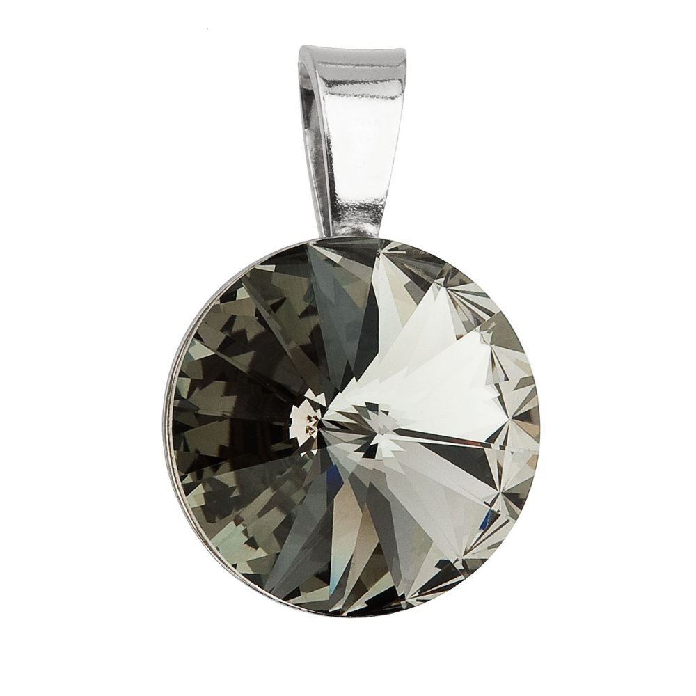 Stříbrný přívěsek s krystaly Swarovski šedý kulatý-rivoli 34112.3 Black Diamond