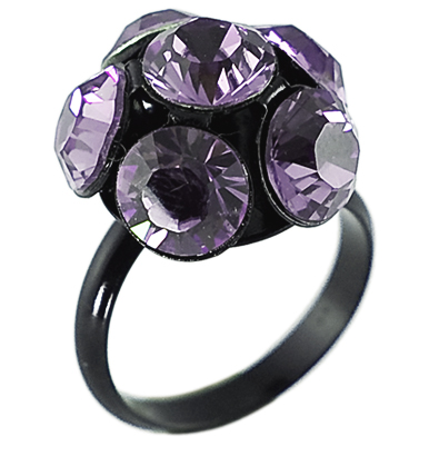 Prsten se Swarovski Elements Květinka Fialová