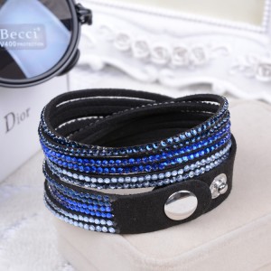 Náramek se skleněnými křišťály modrý