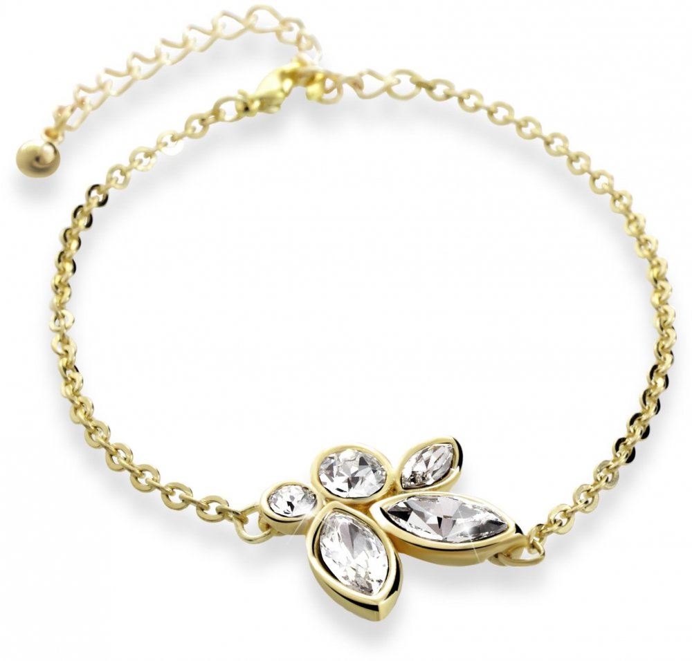 Náramek zlatý květinka se Swarovski Elements Krystal