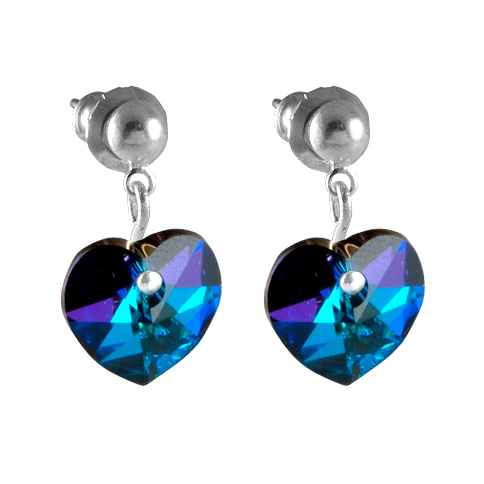 Náušnice se Swarovski Elements, visací, tvar srdce, fialovoměnivá, 793902h