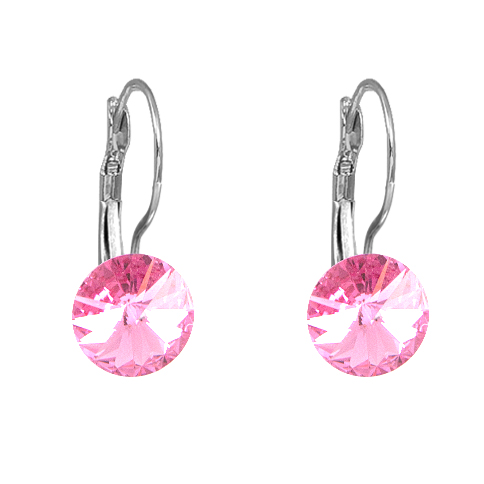 Náušnice růžové Rivoli se Swarovski Elements visací Light Rose 8 mm