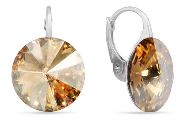 Náušnice zlaté Rivoli se Swarovski Elements Sweet Candy KA112214GS  Golden Shadow 14 mm