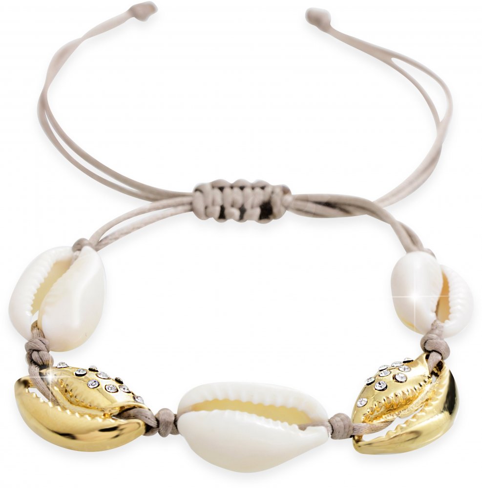 Náramek zlaté mušle s krystaly Swarovski