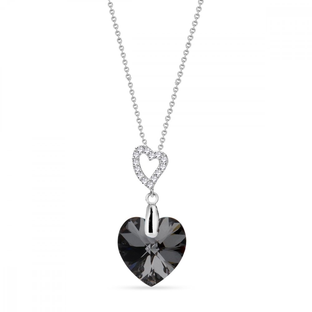 Levně Náhrdelník šedý se Swarovski Elements Amore NCS622814SN Silver Night