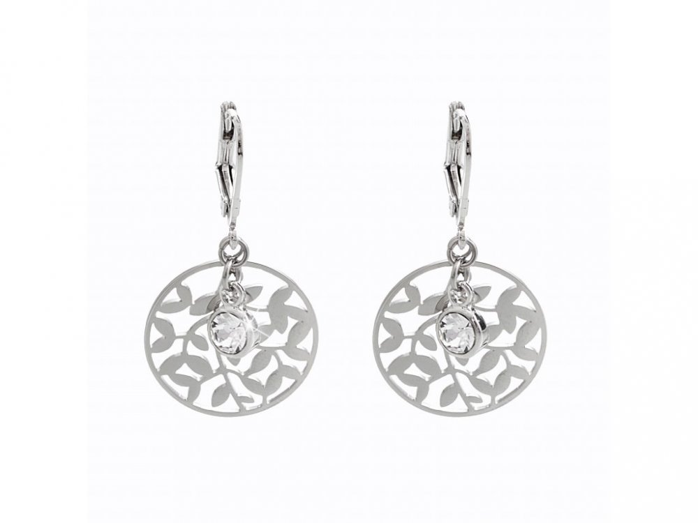 Náušnice vyřezávané lístky se Swarovski Elements Krystal