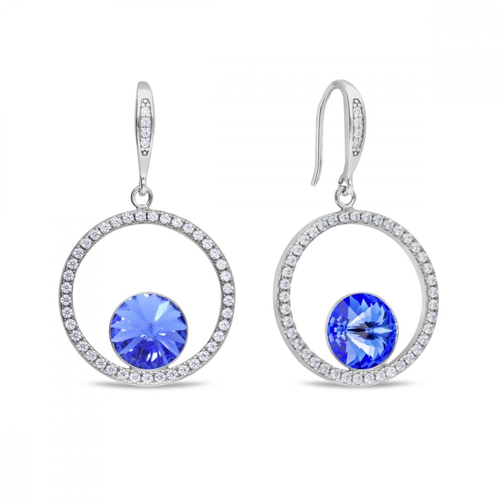 Stříbrné náušnice modré se Swarovski Elements Orbita KWCD1122SS39SA Sapphire