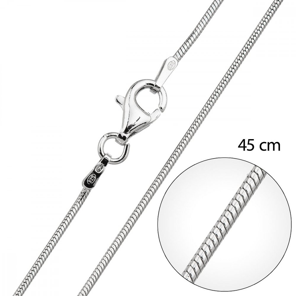 Levně Stříbrný kulatý hadí řetízek 30002 délka 45 cm