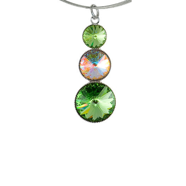 Levně Náhrdelník Rivoli se Swarovski Elements s třemi kameny Peridot