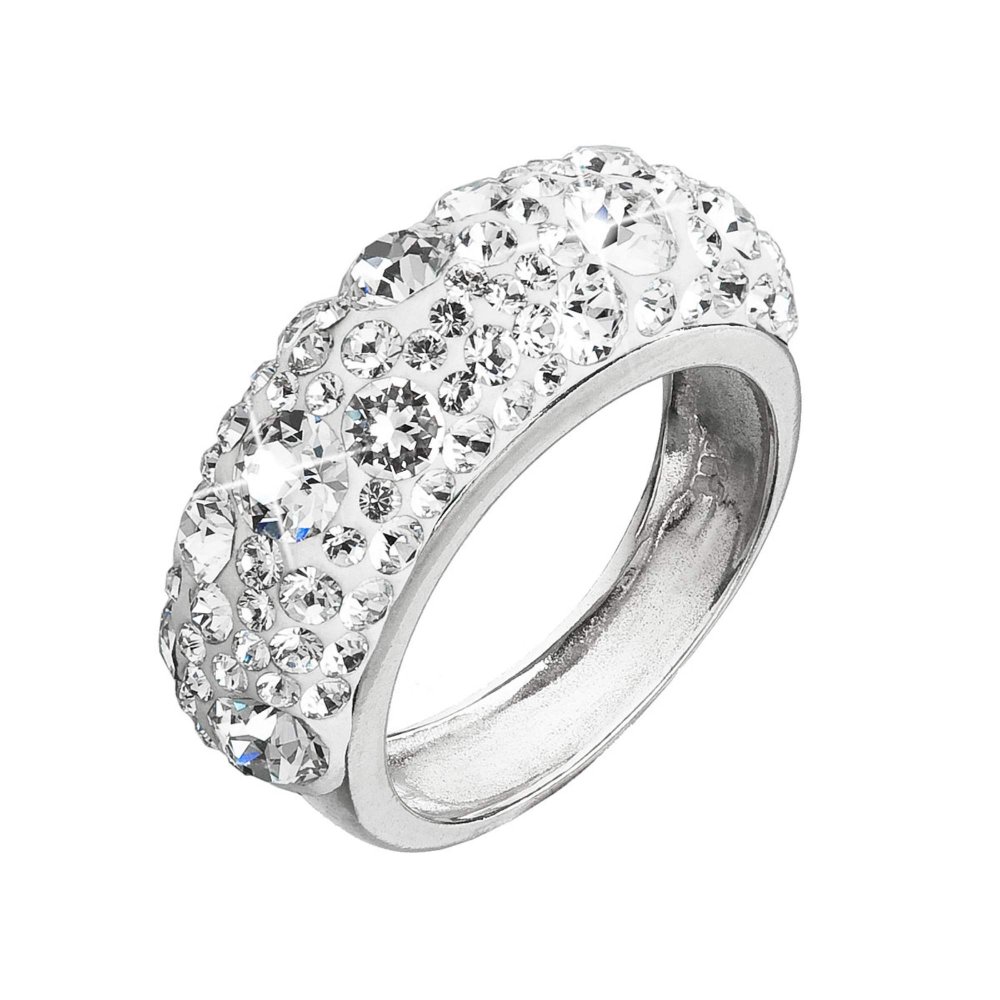 Stříbrný prsten s krystaly Swarovski bílý 35031.1 Krystal 52