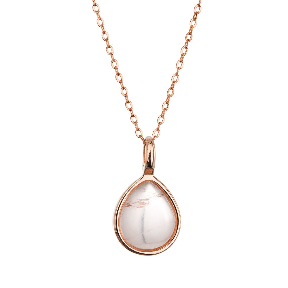 Pozlacený náhrdelník s pravým růženínem 12156.3 rose gold