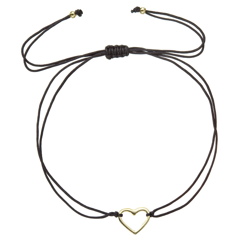 Levně Kabbalah náramek s pozlaceným srdíčkem 13043.3 black