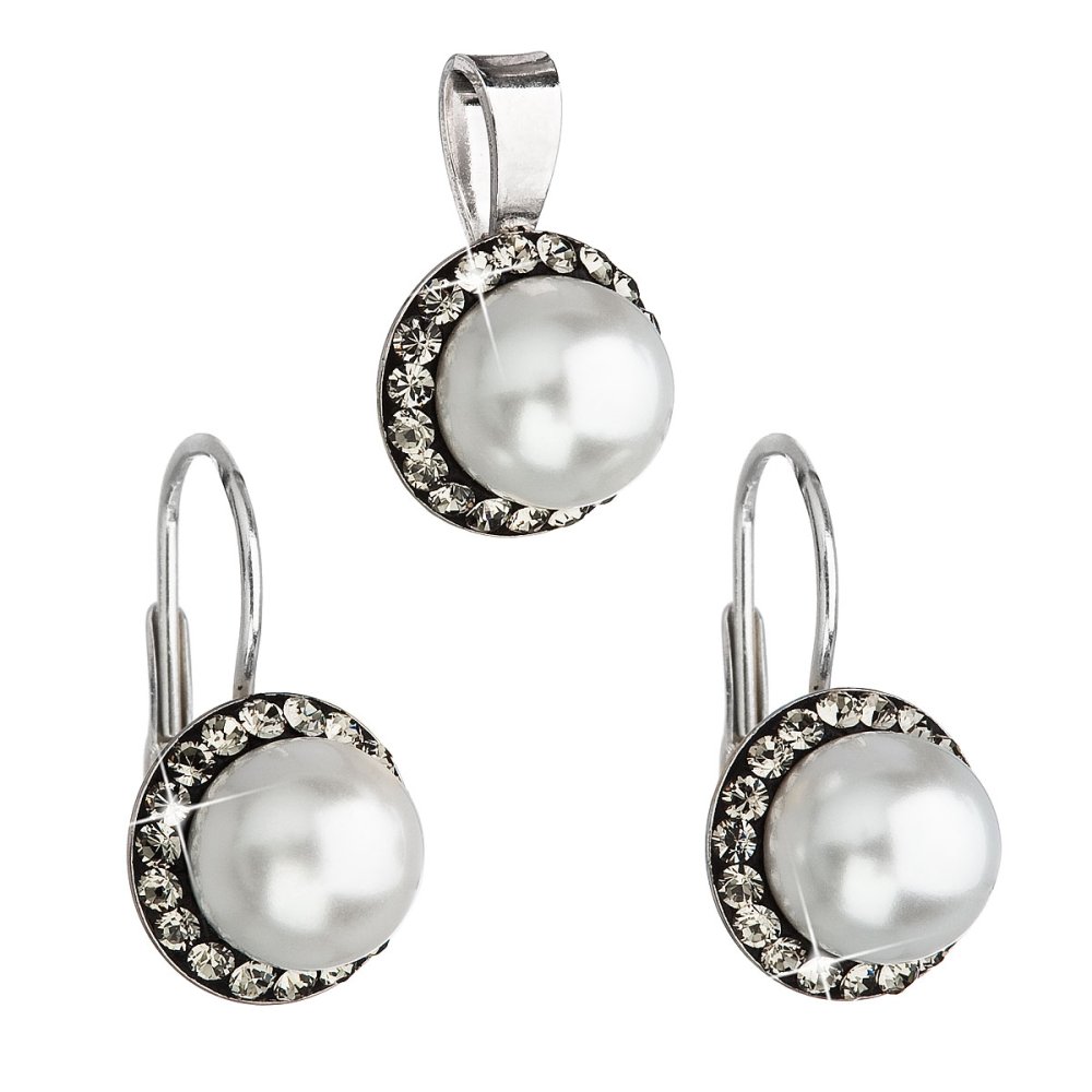 Levně Souprava se Swarovski Elements perla 39091.3 Black diamond