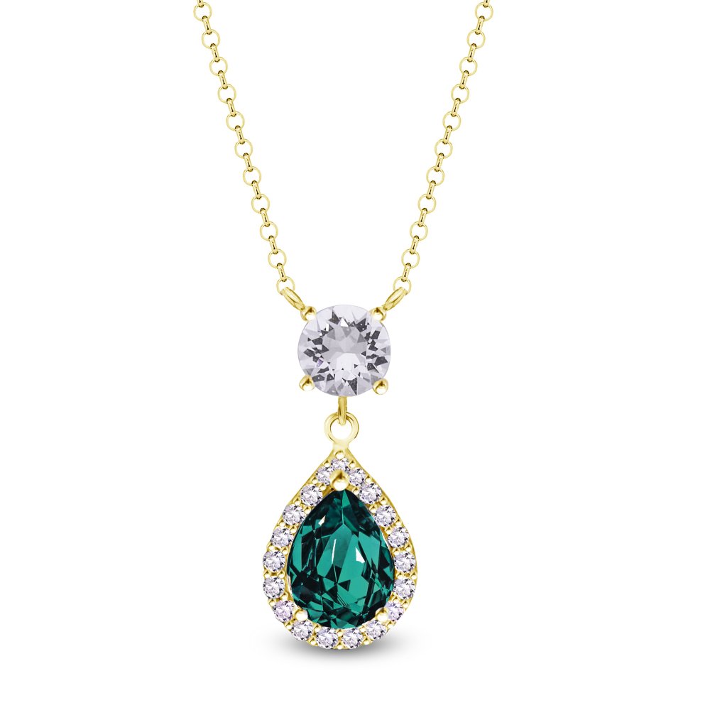 Stříbrný náhrdelník s krystaly Swarovski Elements Briselle NCPG4320EMC Emerald